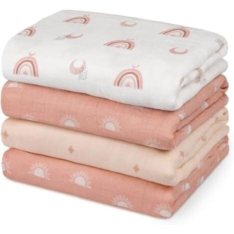 GLLQUEN Baby Swaddles - Soft and Breathable 4-Pack