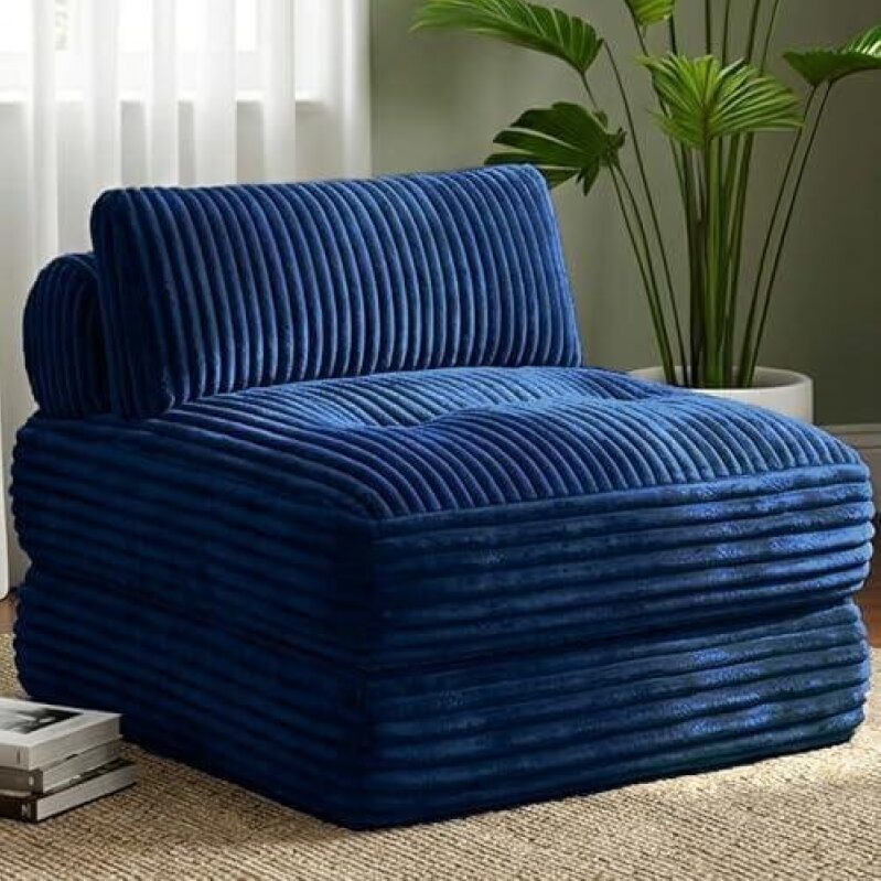 Welzona Blue Chenille Folding Sofa Bed - 40% OFF