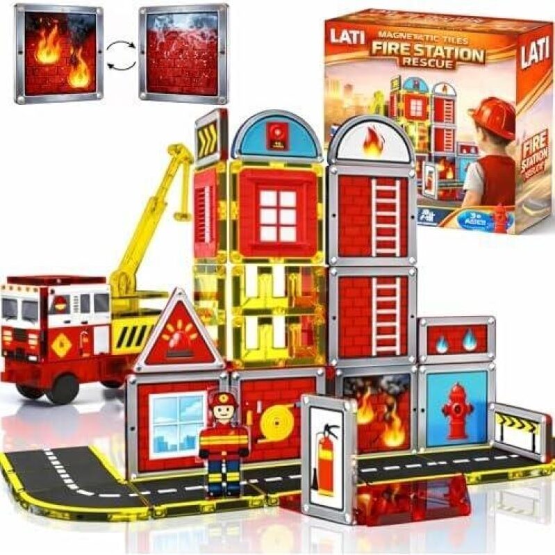 Magnetic Tiles Fire Station Rescue Set - 40% Off