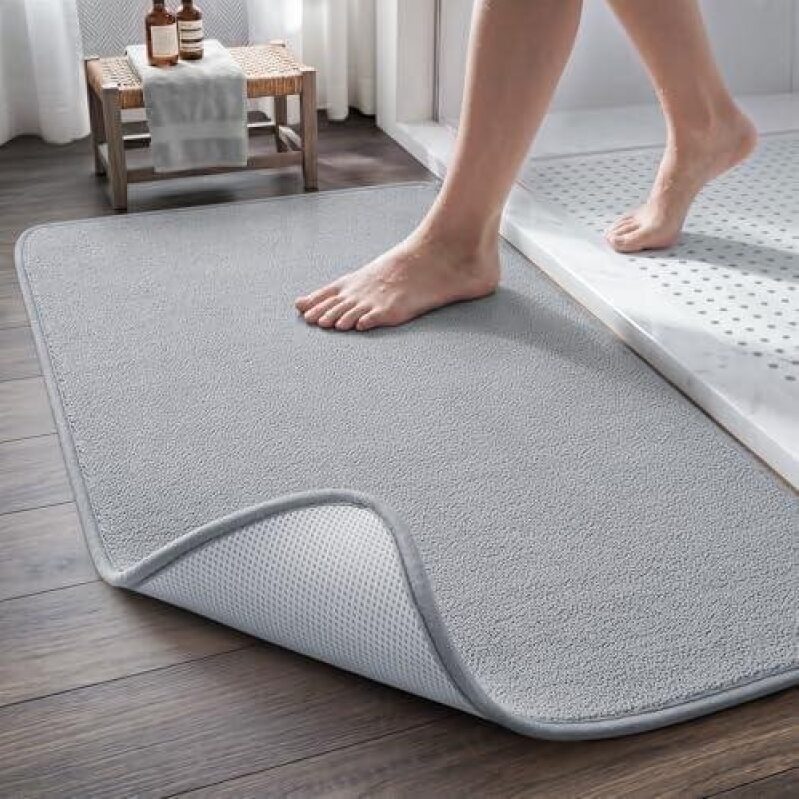 MontVoo Quick-Dry Bathroom Mat - 50% Off, Gray, Anti-Slip, Machine Washable