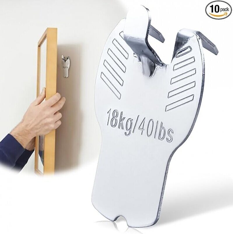 Heavy Duty Drywall Picture Hangers 10 Pack - Easy Install Wall Hooks