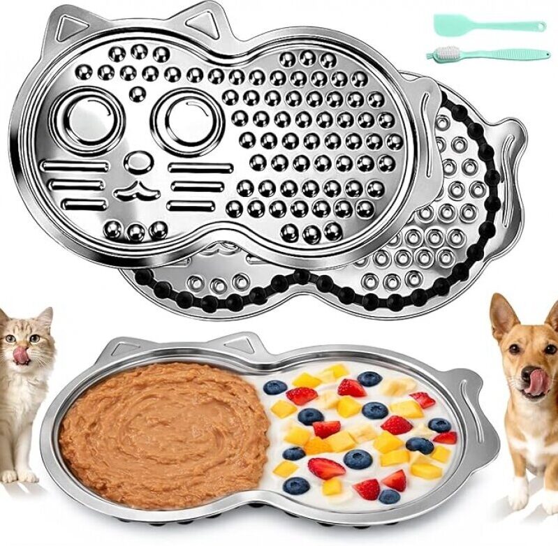 Premium Stainless Steel Slow Feeder Lick Mat for Dogs & Cats