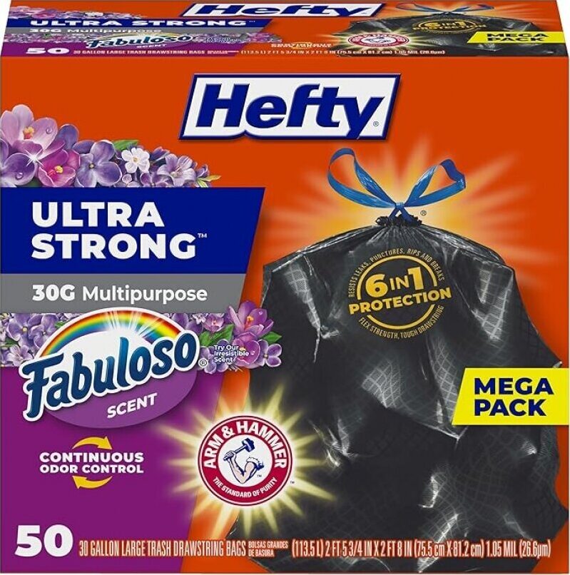 Hefty Ultra Strong 30 Gallon Trash Bags - Fabuloso Scent