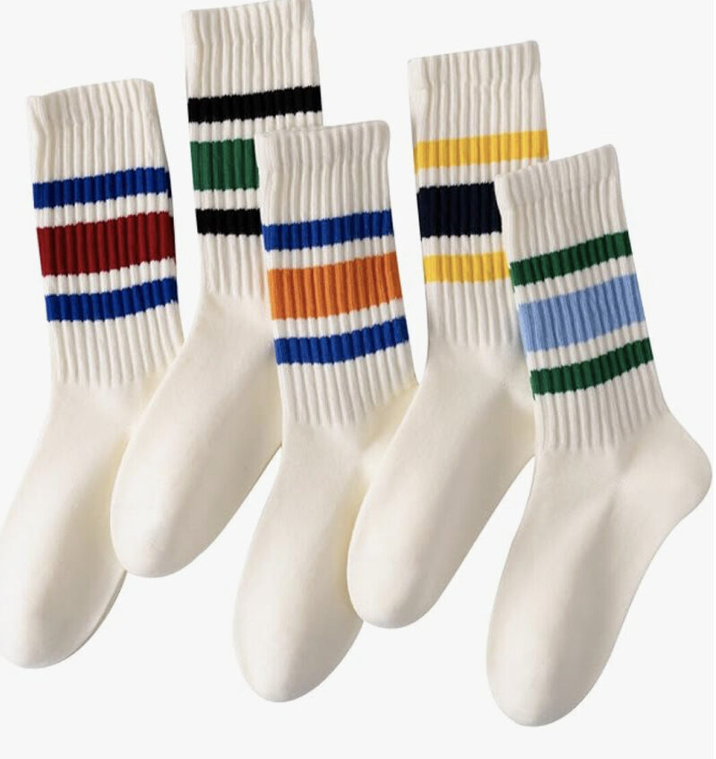 DarkCom Seamless Stripe Cotton Crew Socks - 5 Pairs at $9.99