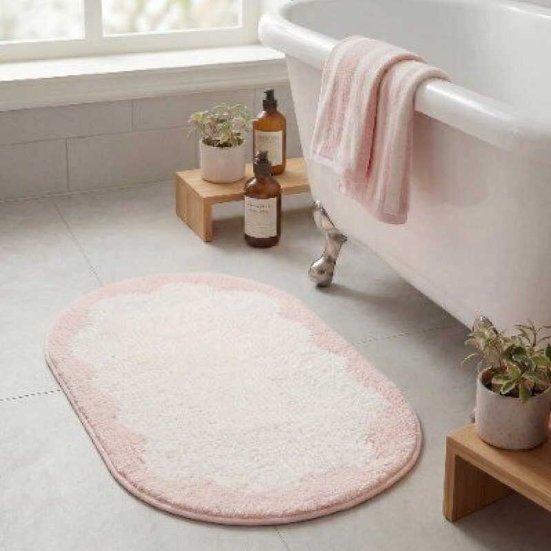 Pink Oval Bathroom Rug - 16