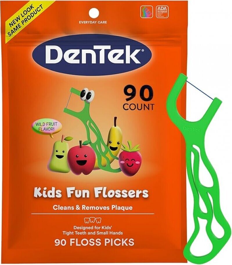DenTek Fun Flossers – Kids Floss Picks with Wild Fruit Flavor, 90 Count – Big Savings!