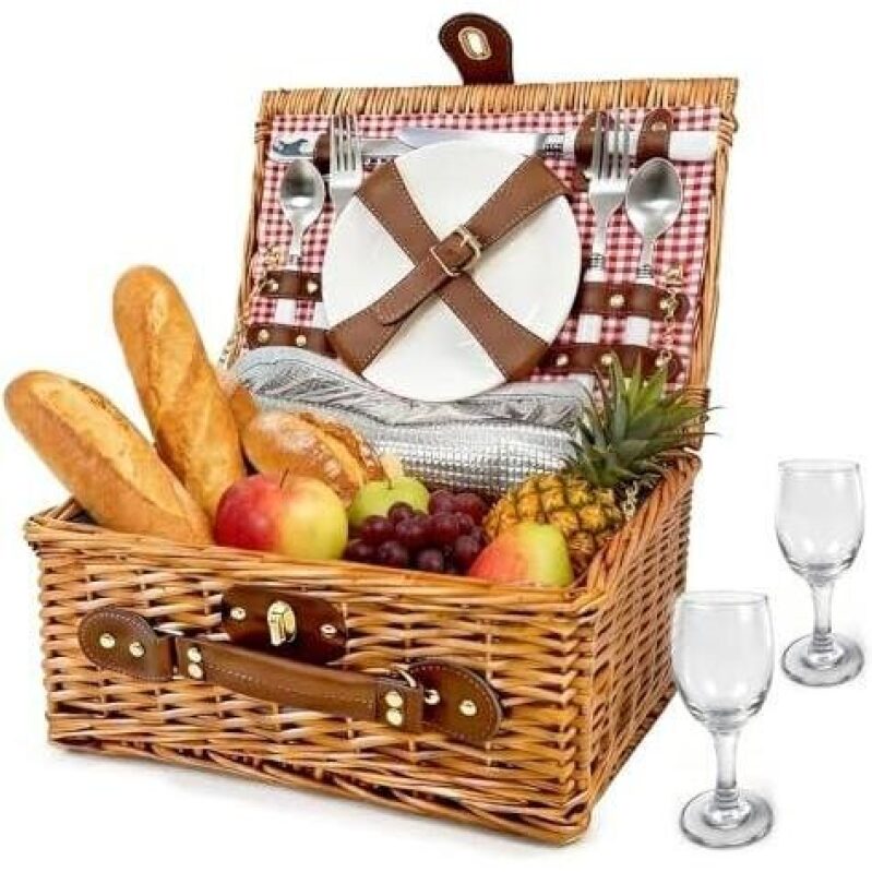 Double Picnic Basket with Cutlery Set - 57% Discount