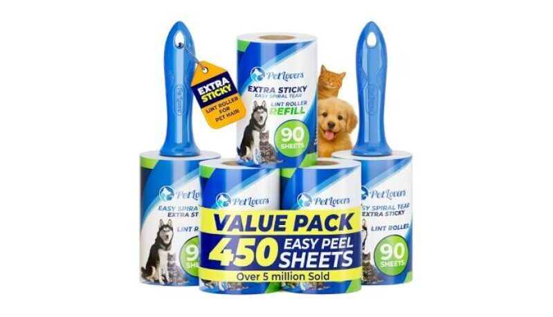 PetLovers Extra Sticky Lint Roller Mega Value Set - 450 Sheets for Pet Hair Removal