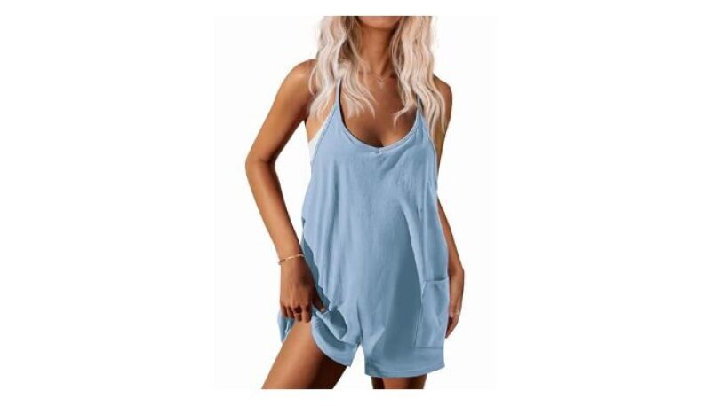 Ekouaer Women's Summer Rompers - Light Blue M