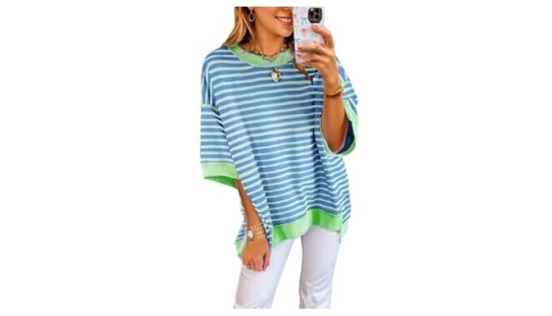 Oversized Women's Casual Striped Knit Top - Perfect for Everyday Wear
