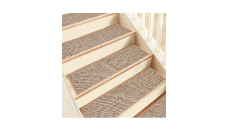 Beige Anti-Slip Stair Treads for Wooden Steps - Safe, Durable, and Easy to Install