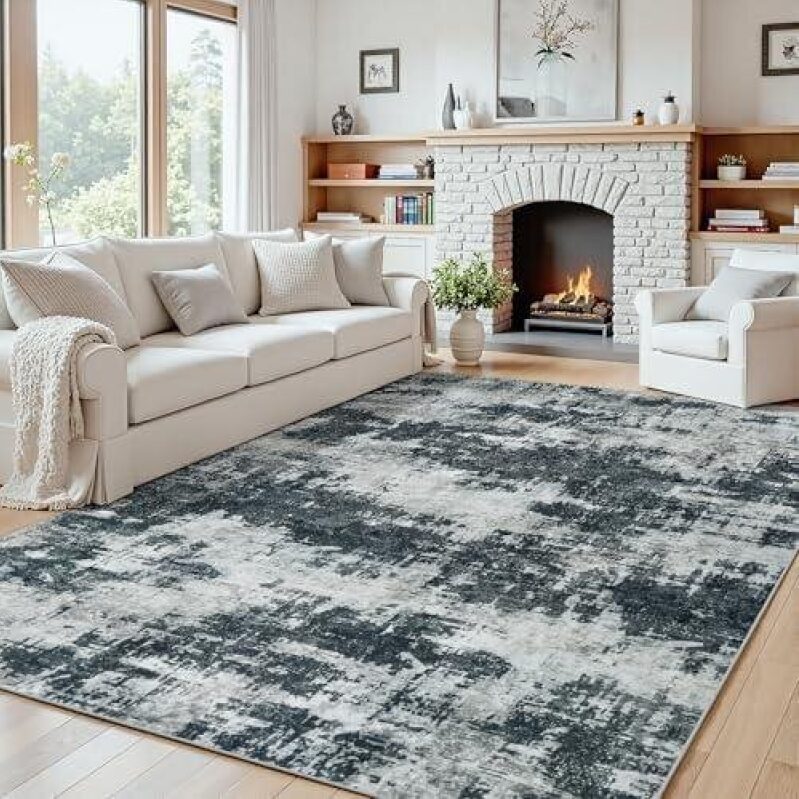 Slip-Resistant Washable Rug (5×7/Abstract Black) - 55% Off