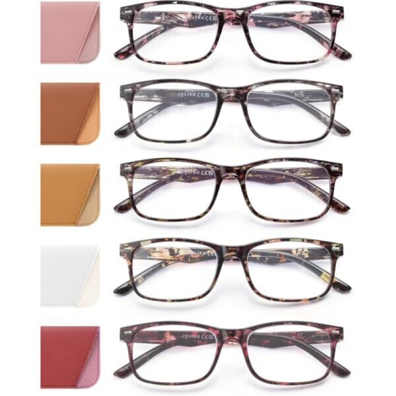 JOLISU 5 Pack Reading Glasses For Women, Spring Hinges, Sturdy and Durable (1.00) -56% OFF