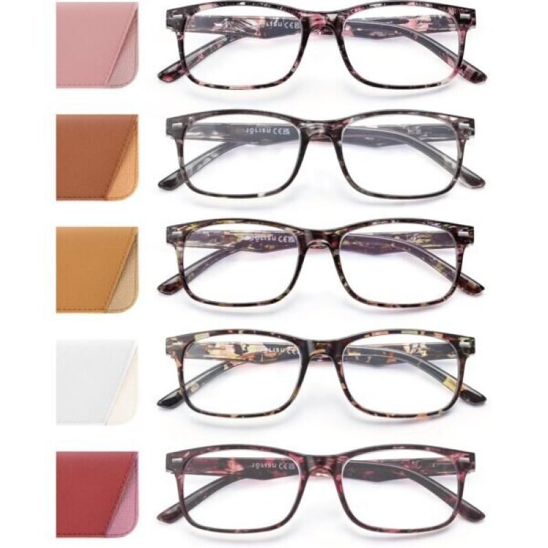 JOLISU 5 Pack Reading Glasses For Women, Spring Hinges, Sturdy and Durable (1.00) -56% OFF