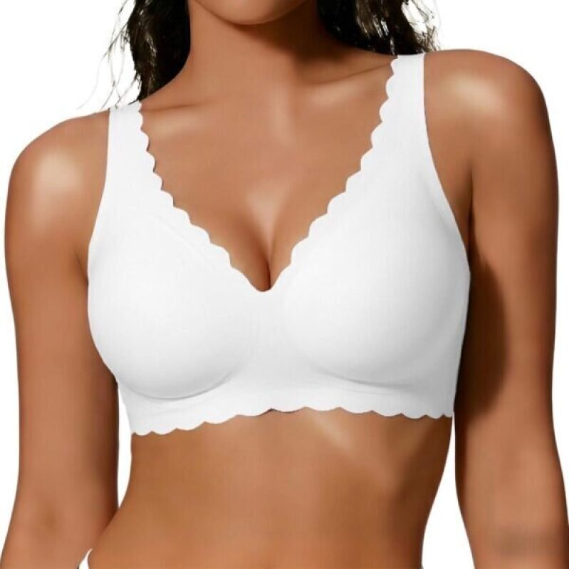 COCOMARTS No Underwire Scalloped Push Up Seamless Full Coverage Plunge Bralettes for Women