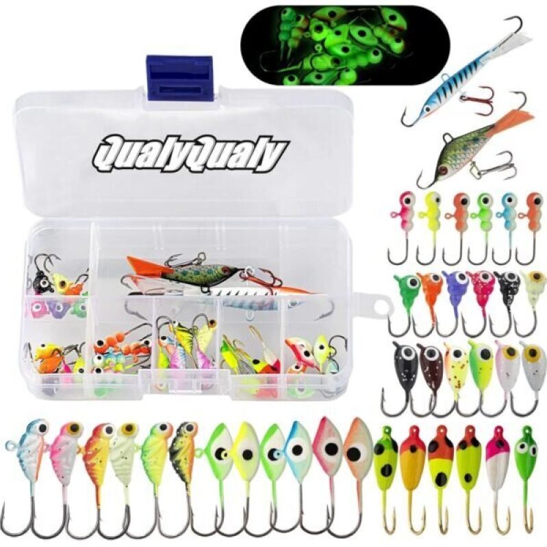38Pcs Ice Fishing Lures Kit - Walleye, Perch, Panfish Jigs