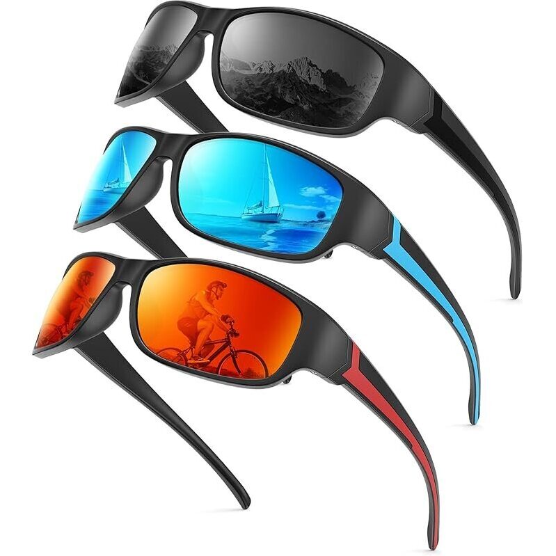 3Pk KALIYADI Men's Polarized Sports Sunglasses - Outdoor Adventure Ready