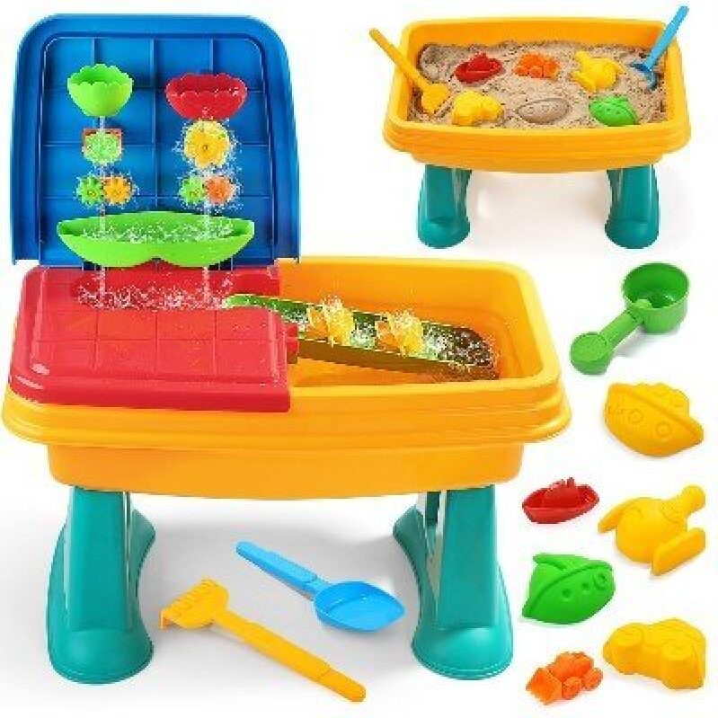 Double Fun 2-in-1 Children's Sand and Water Table with Water Wheel