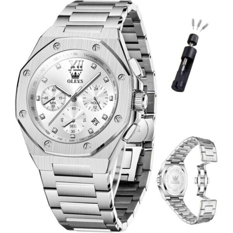 OLEVS Luxury Stainless Steel Watch for Men - 84% Discount