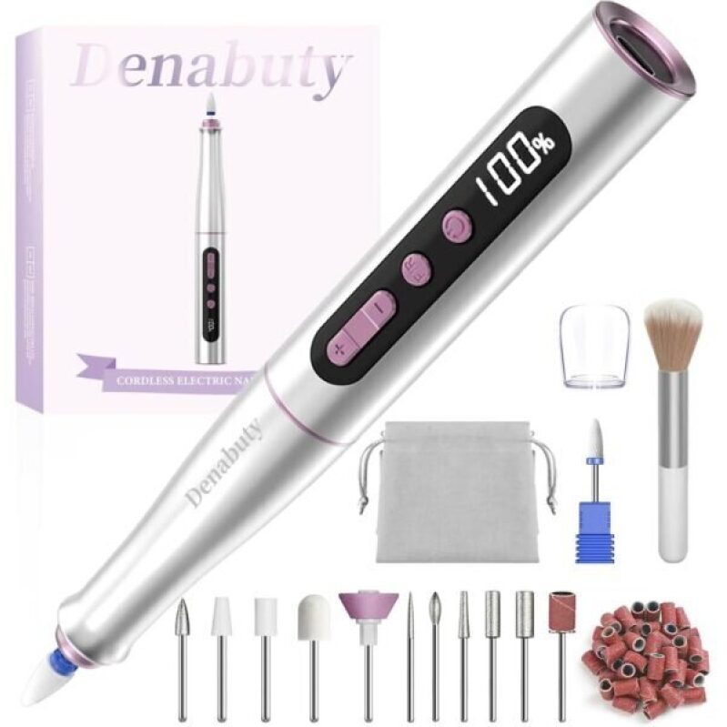 Denabuty Cordless Electric Nail Drill Machine, 13 in 1 Nail File Kit