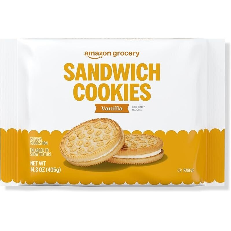Amazon Grocery Vanilla Sandwich Cookies - 14.3oz