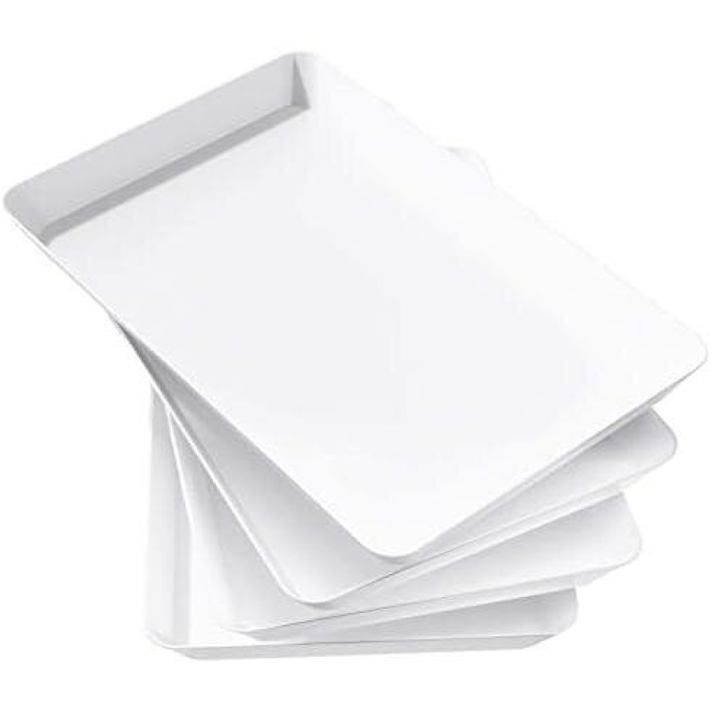 Large Service Trays - 4 Pack (15x10 Inches, White, Food Grade, BPA Free) - 50% Off