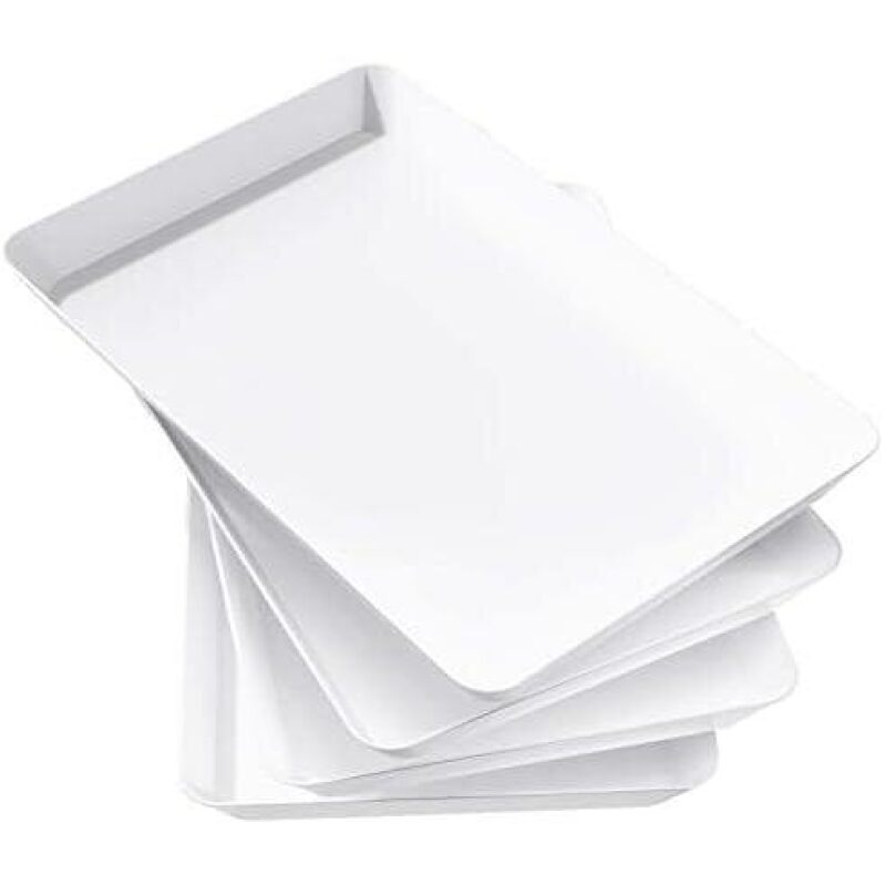 Large Service Trays - 4 Pack (15x10 Inches, White, Food Grade, BPA Free) - 50% Off