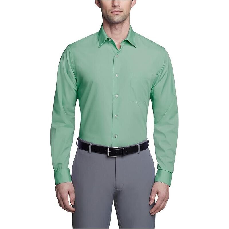 Van Heusen Men's Wrinkle-Free Fitted Poplin Solid Dress Shirt