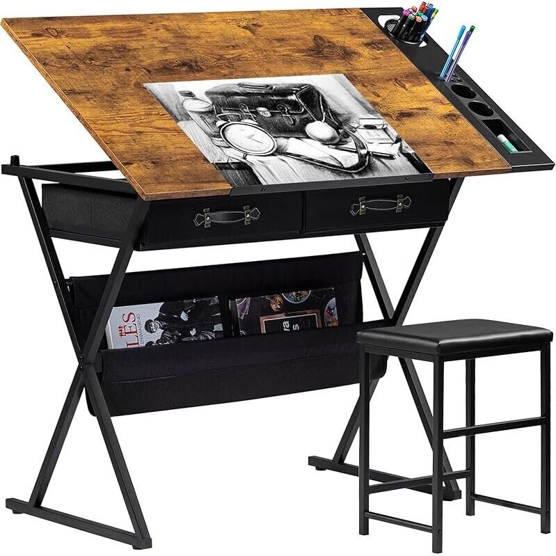Versatile VECELO Drafting Table - Ideal for Art and Work