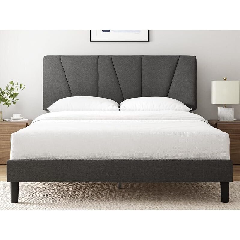 Queen Maya Upholstered Bed Frame with Asymmetric Headboard