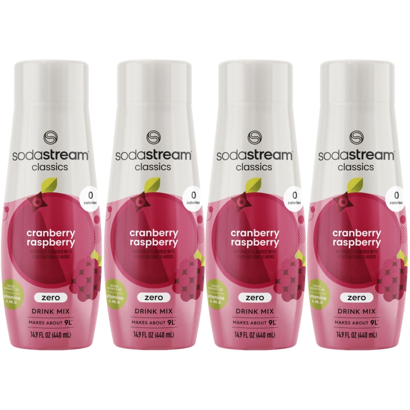 4pk SodaStream Cranberry Raspberry Zero Calorie 440ml - Refreshing Drink Mix