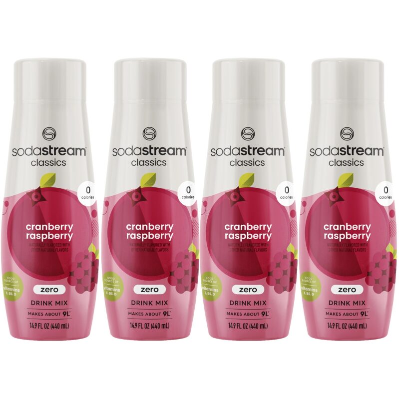 4pk SodaStream Cranberry Raspberry Zero Calorie 440ml - Refreshing Drink Mix