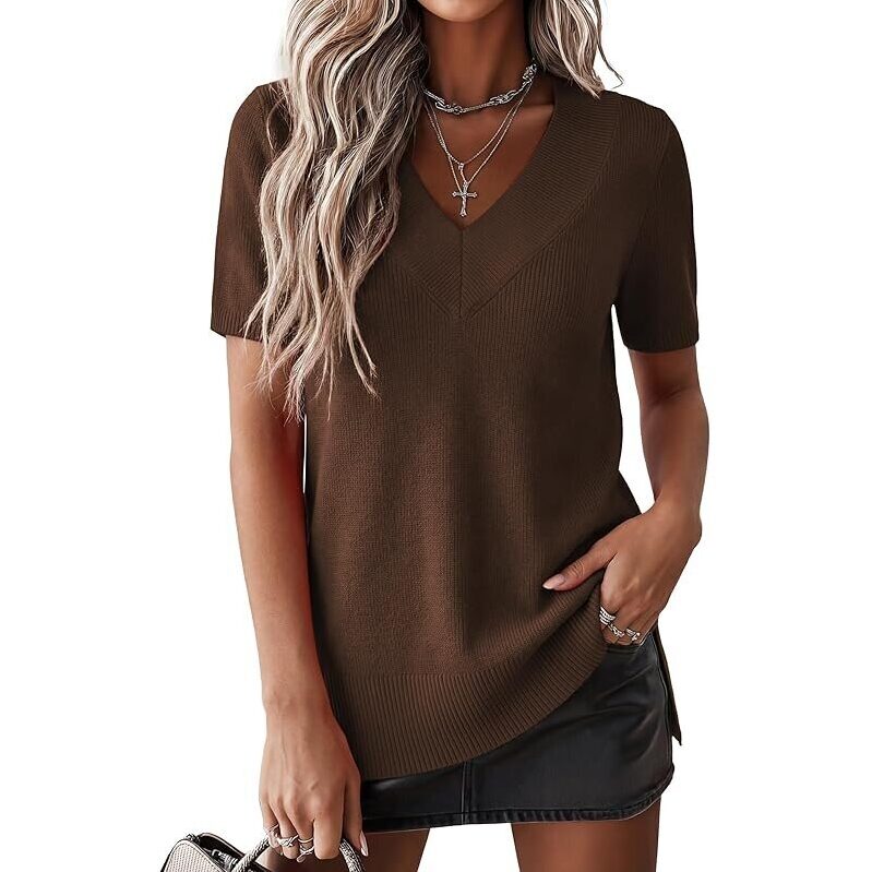 Jouica Women's V Neck Pullover Sweater Top - Perfect for Warm Weather