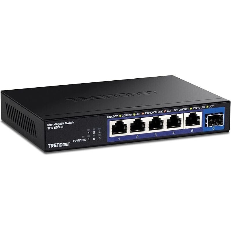 TRENDnet 6-Port Unmanaged 2.5G Switch with 10G SFP+ Port - High-Speed Networking
