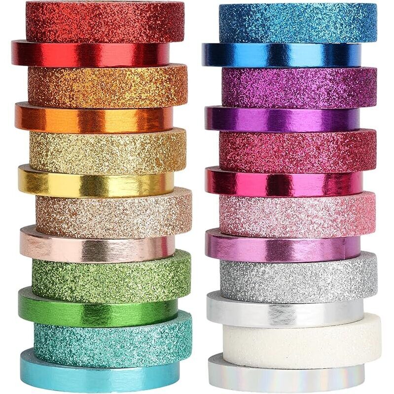 Mr. Pen Glitter Washi Tape Set - 24 Rolls of Vibrant Decoration