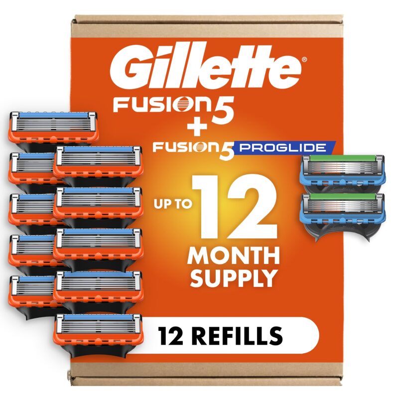 12-Count Gillette Fusion5 and ProGlide Mens Razor Blade Refills - Superior Comfort and Precision