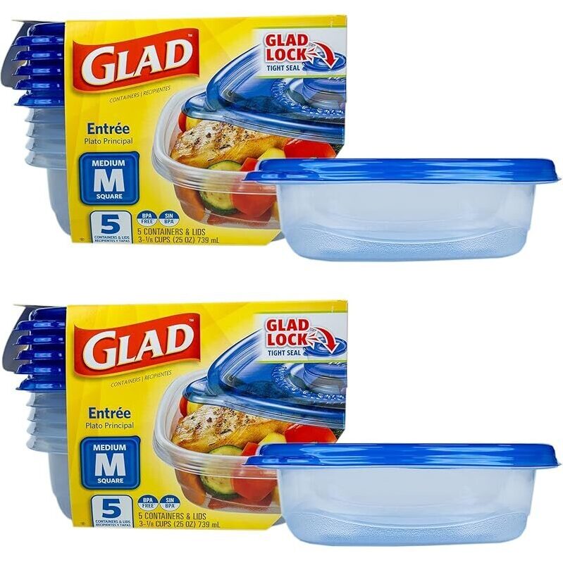 10-Count Glad GladWare Entree Food Storage Containers w/Lids 25oz