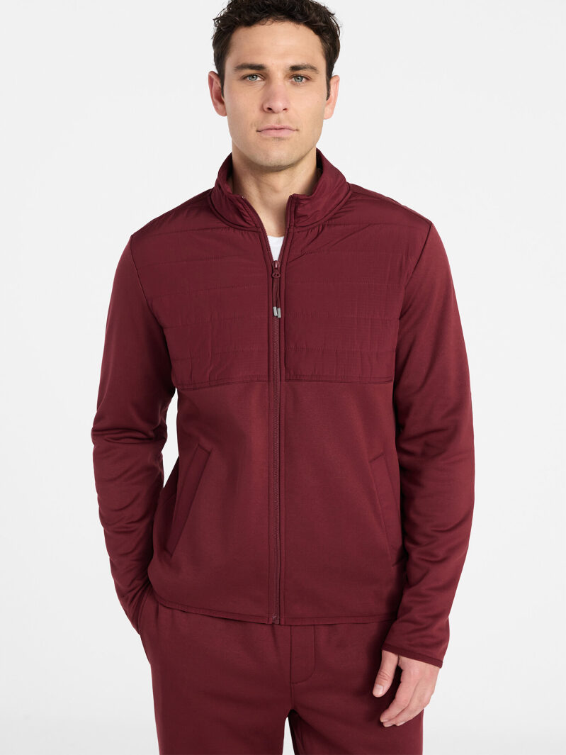 Athletic Works Men's Full Zip Mock Neck Hybrid Jacket - Durable & Lightweight