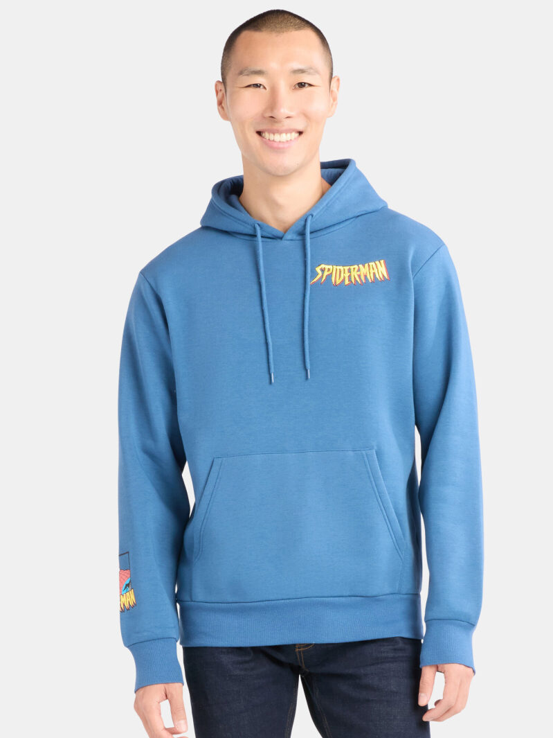 Marvel Spider-Man Mens Graphic Print Hoodie w/Long Sleeves - Blue