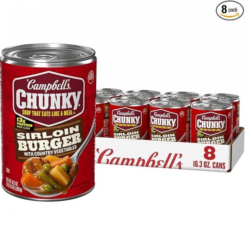 Campbell's Chunky Sirloin Burger with Country Vegetable Beef Soup - 8 Cans