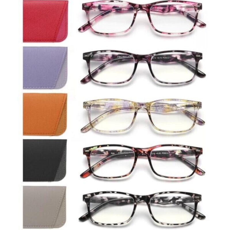 Affordable JOLISU Reading Glasses - 5-Pack with Premium Case