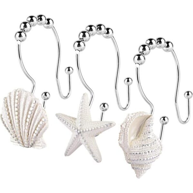 Elegant Marine-Themed Bath Hooks - 12-Piece Set