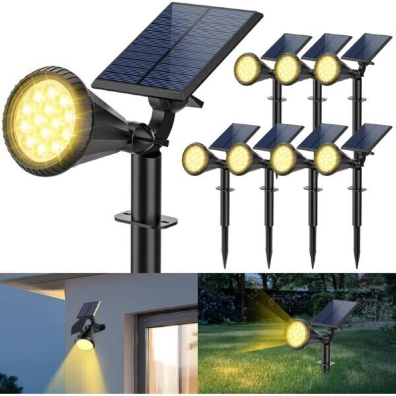 Katipeal Solar Spot Lights Outdoor, 8 Pack Solar Spotlights Waterproof, Adjustable Landscape Lights