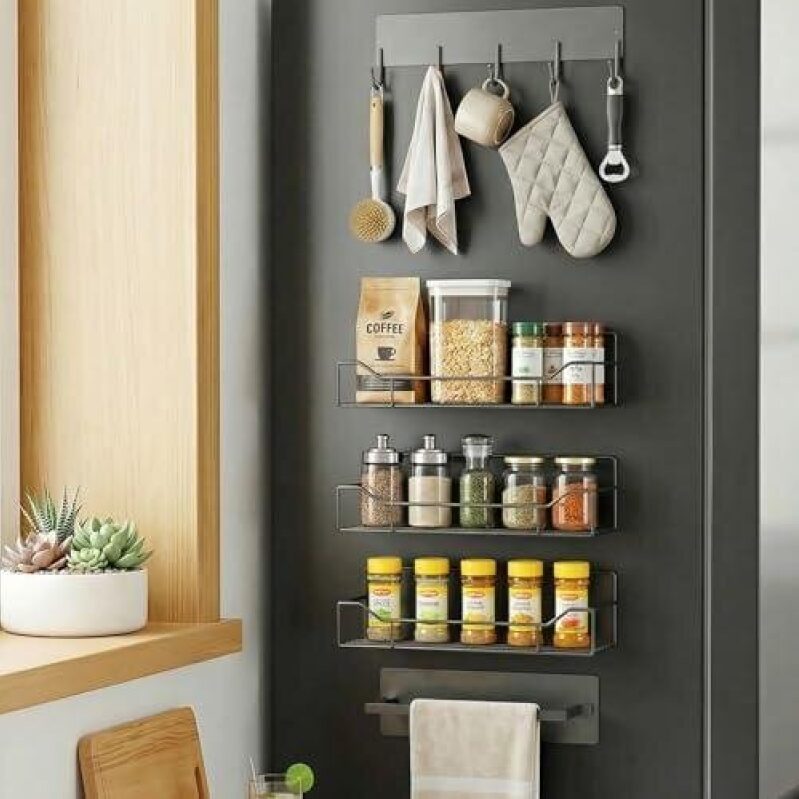 5-Piece Magnetic Refrigerator Organizer - Save Space and Style
