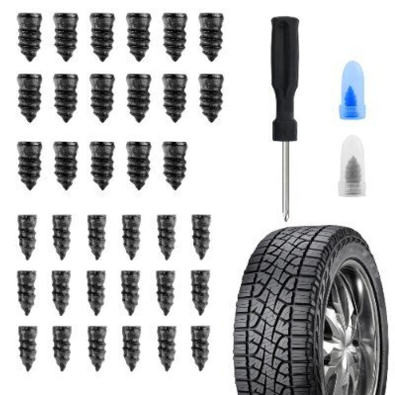 35-Piece Tire Repair Kit with Screwdriver and Sealant