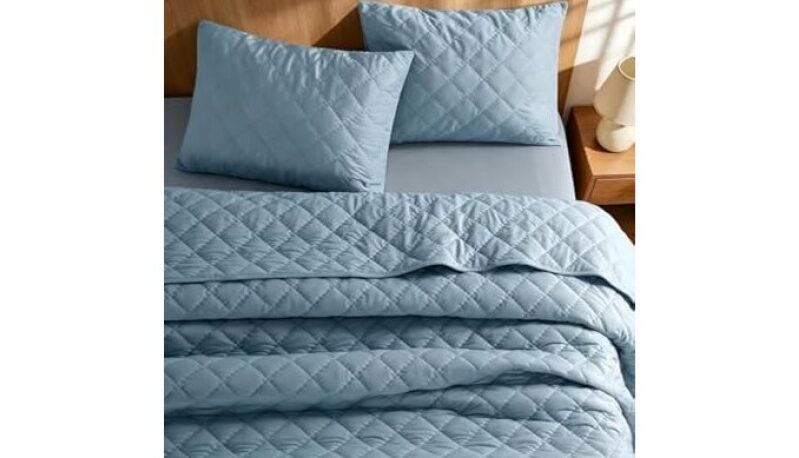 Lightweight Velvet Quilt Set 3 Piece with Pillow Shams - Soft and Comfortable Bedding