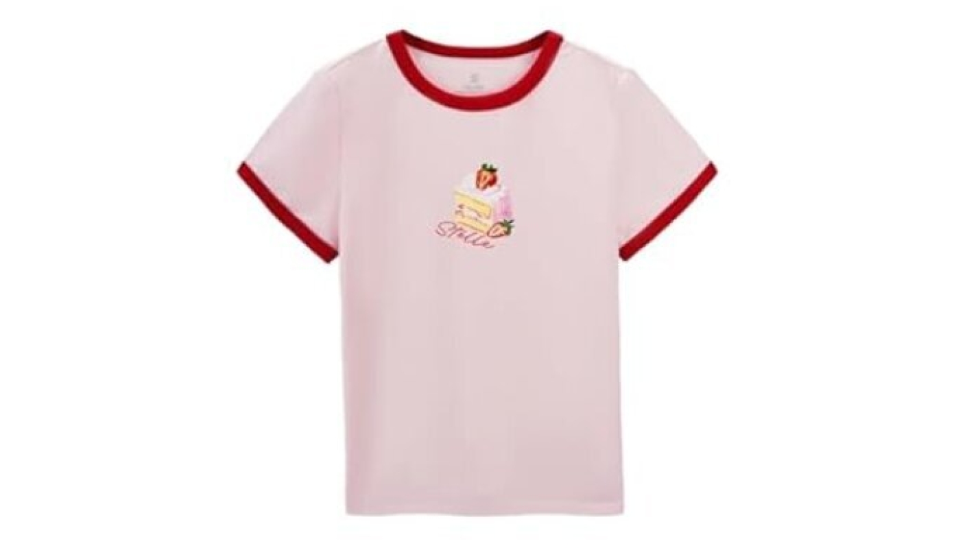 Pink Graphic Tee with Strawberry Design - Perfect for Girls