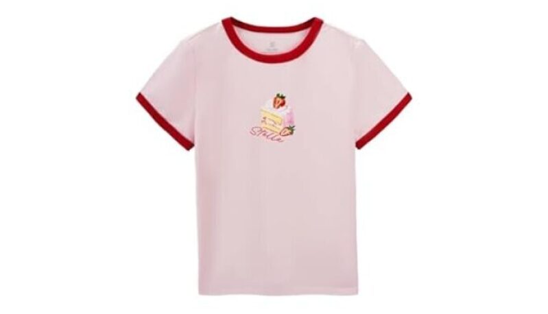 Pink Graphic Tee with Strawberry Design - Perfect for Girls