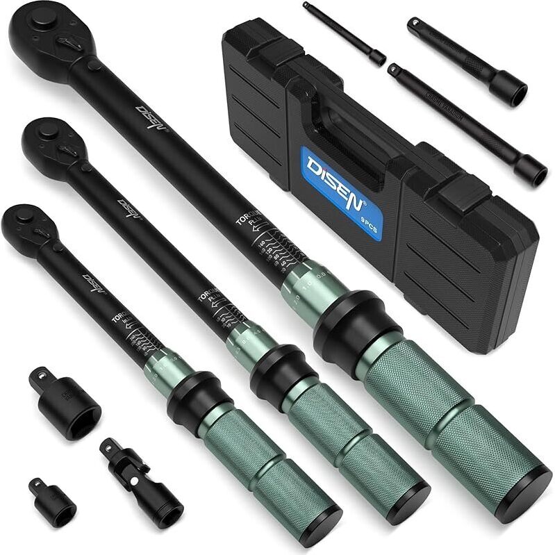 9-Piece DISEN Click Torque Wrench Set - Professional Grade Tool Kit