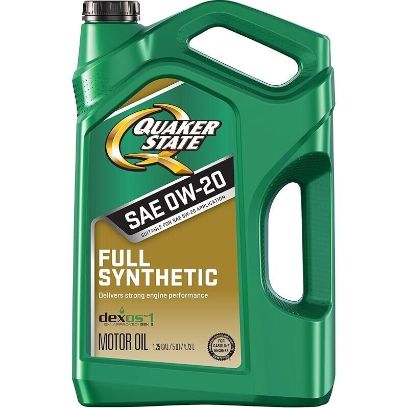 Quaker State Full Synthetic 0W-20 Motor Oil - Ideal for Modern Engines